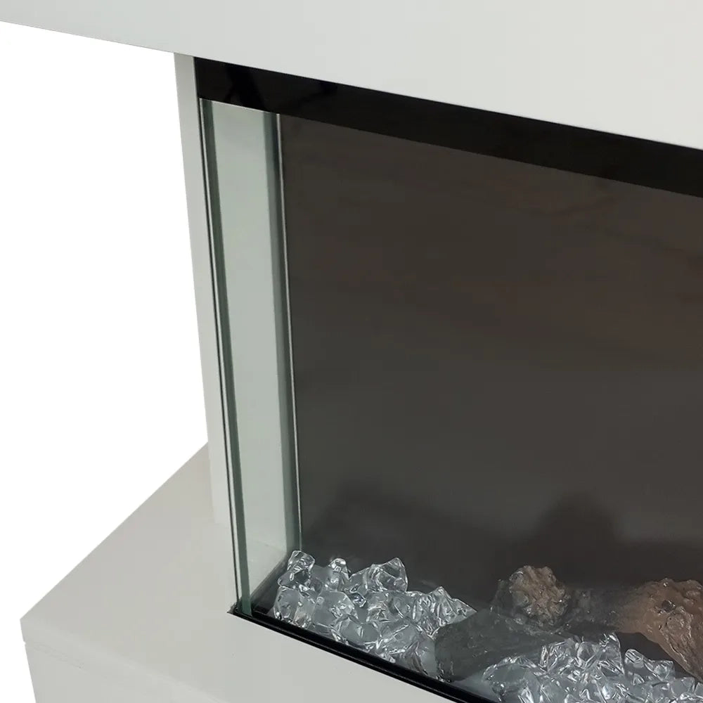 Tempo Style - Camino elettrico a parete e da incasso ALARO PLUS | Stufa ventilata da 750W/1500W a basso consumo (Bianco, 128cm)