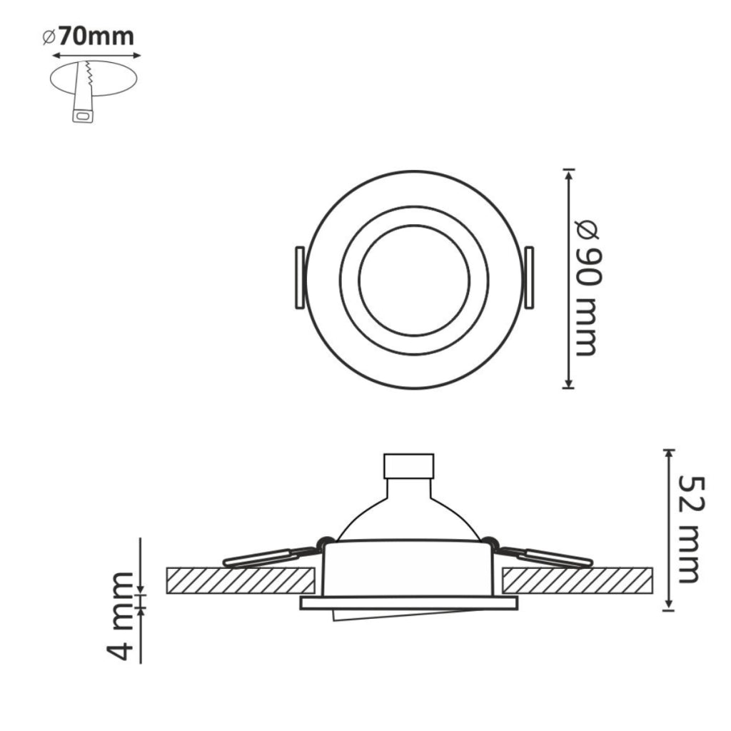 3 faretti incasso tondi cromati GU10 LED Polux OLIN