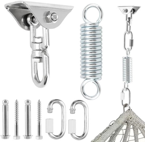 Ophangset per hangstoile - Haken per plafondo in acciaio inossidabile - Sicuro e forte - 400 kg - Ideale per yoga e lettini da terra - Ophangset completo con...