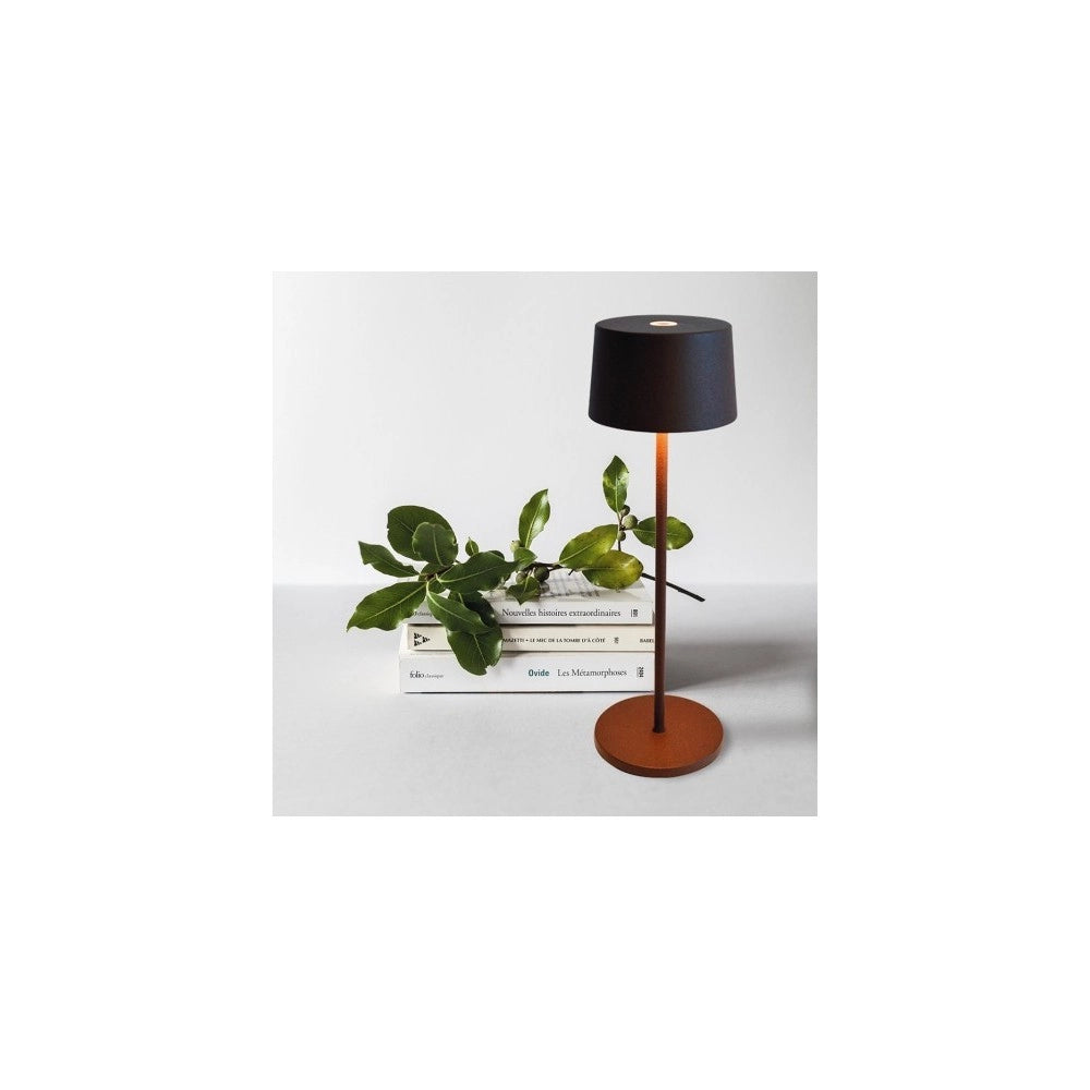 Lampada a led da tavolo Olivia Pro Foglia Rame ricaricabile e dimmerabile