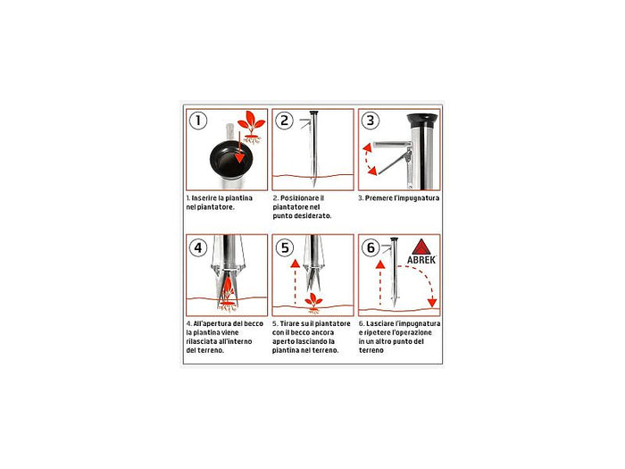 Piantatore manuale 2 bocche Abrek trapiantatore rapido per piantine e bulbi