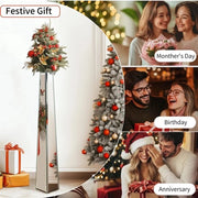 Decorativa vasi da fiori in vetro da parete grande 30" con specchio e fiori secchi argentati per salone