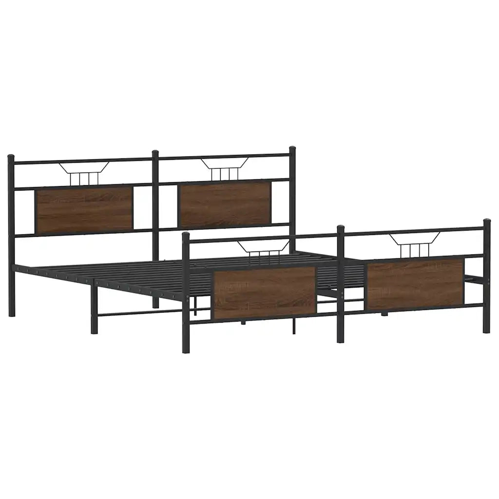 Giroletto senza Materasso in Metallo-Struttura Letto Rovere Marrone 160x200 cm 183666