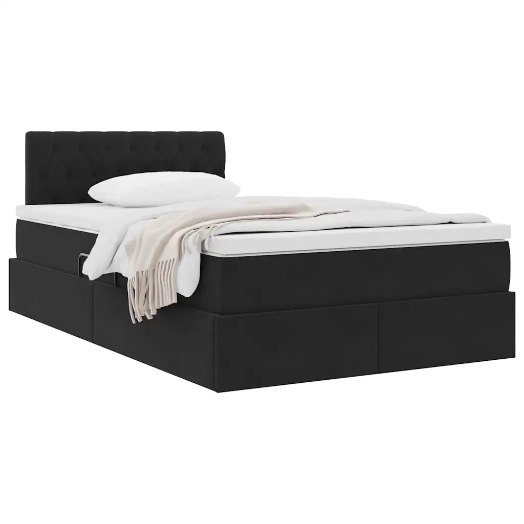 Letto con Contenitore con materasso Nero 120 x 190 cm Velluto