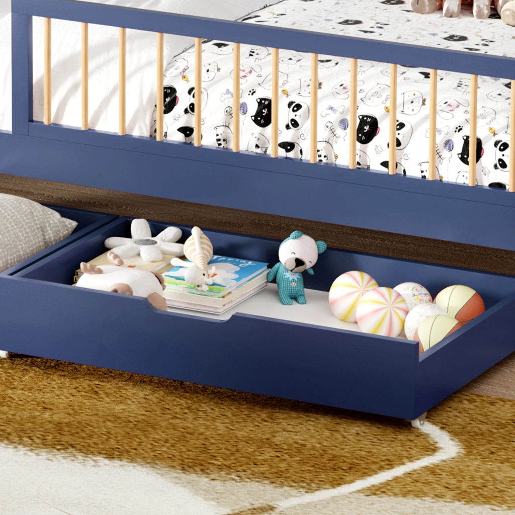 Set di 2 cassetti blu scuro per letto