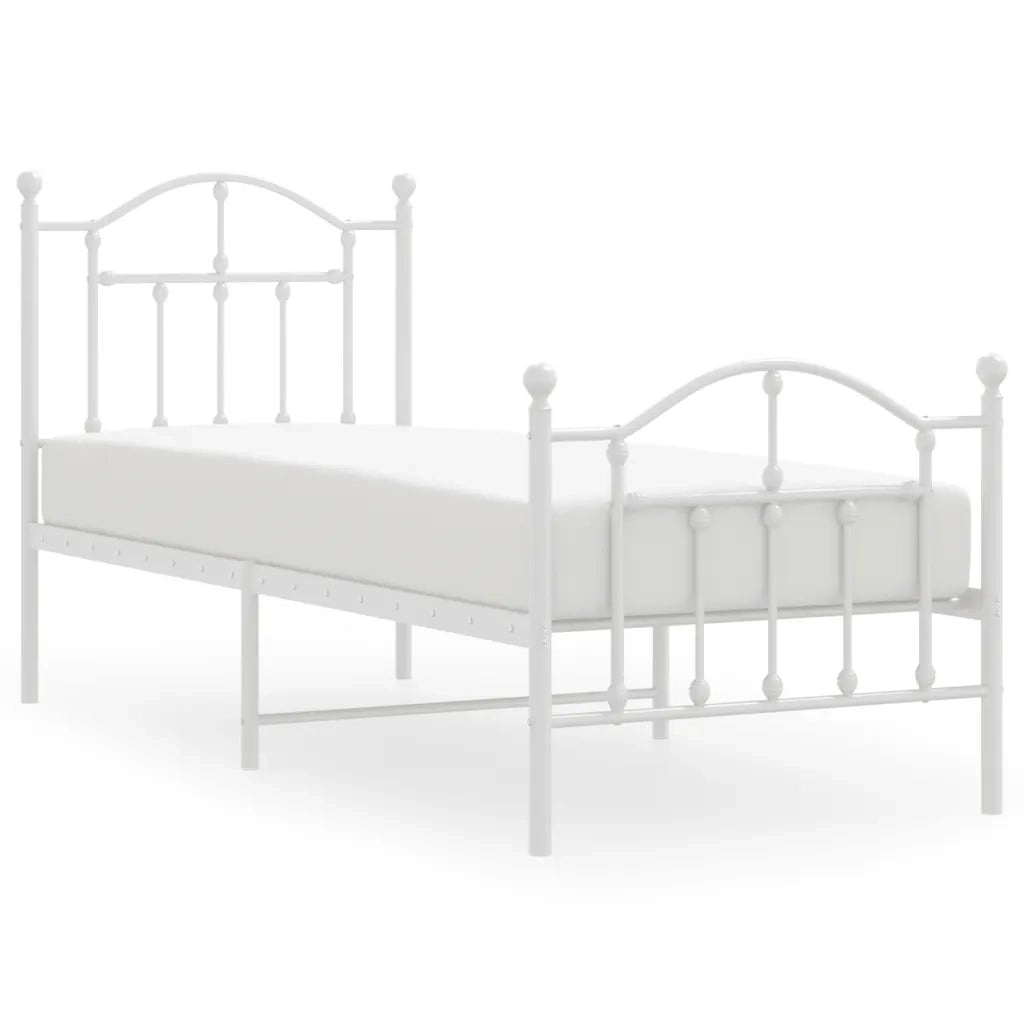 Giroletto con Testiera e Pediera Metallo Bianco 75x190 cmcod mxl 105756