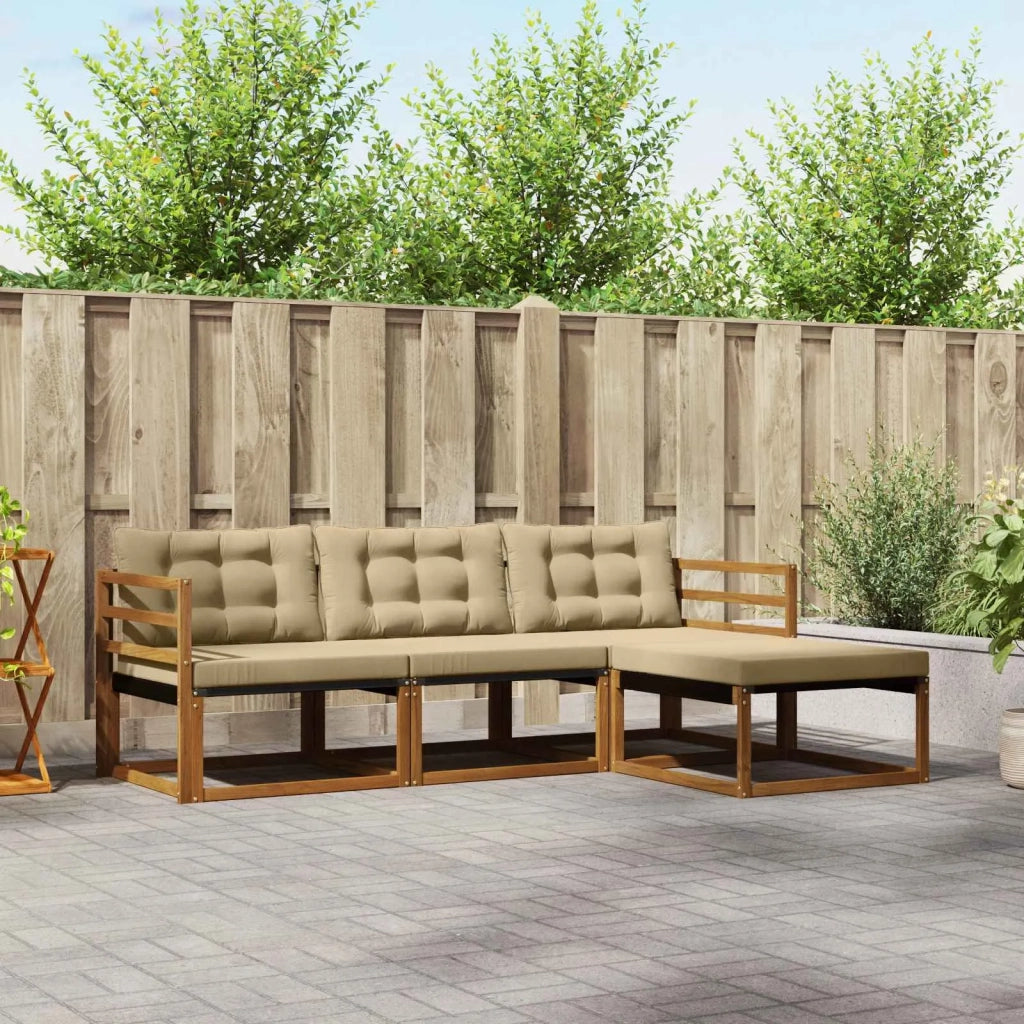 Set di divani da esterno con cuscino 4 pcs Naturale e Beige