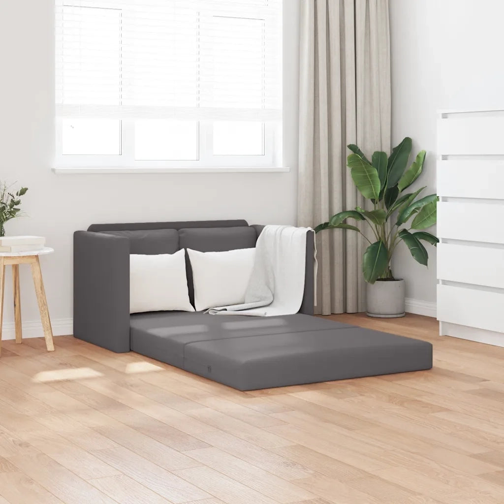 Divano Letto da Terra 2 in 1 Grigio 112x174x55 cm Similpelle 353975