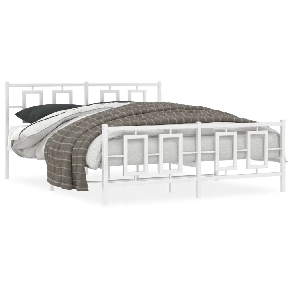 Giroletto con Testiera e Pediera-Struttura Letto Metallo Bianco 150x200 cm 412053