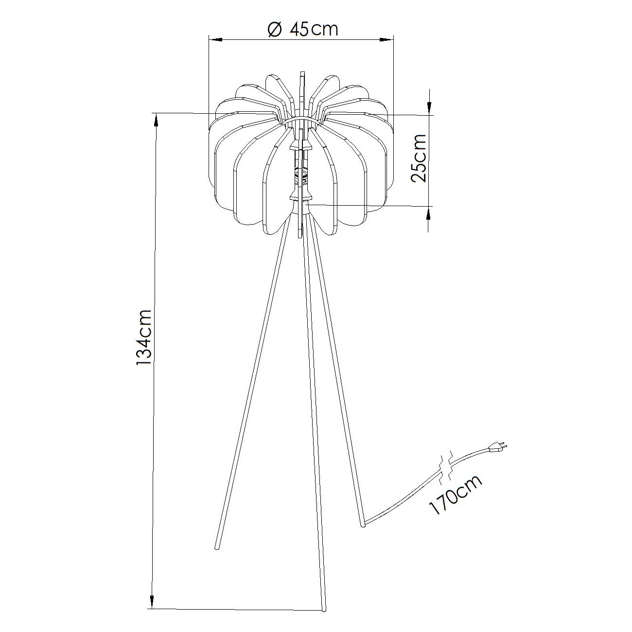 Lampada da terra moderna a sospensione MULA con paralume in feltro arancione spagnolo da 45 cm