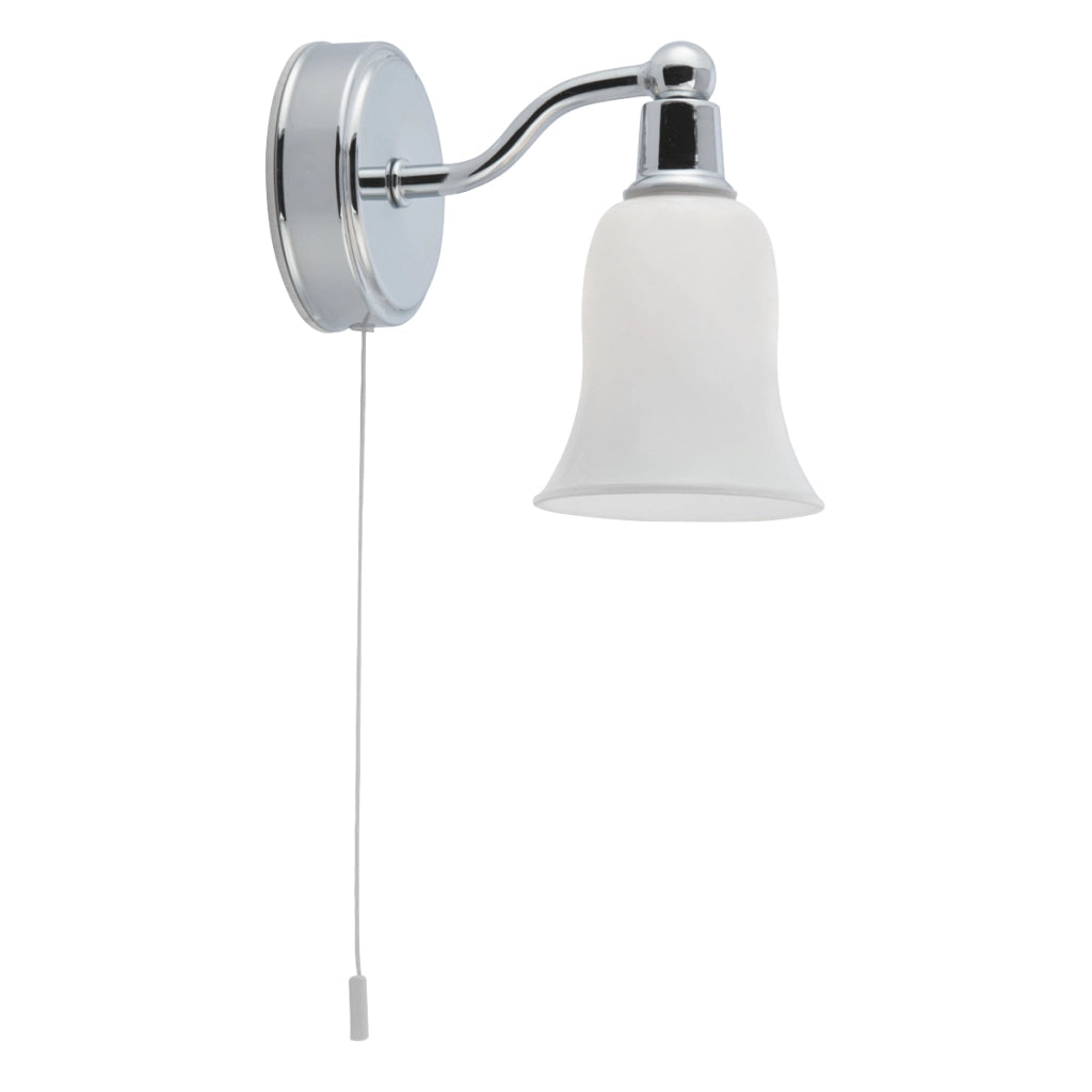 Applique Contemporanea Ecuador Acciaio Cromo Vetro Bianco 1 Luce G9