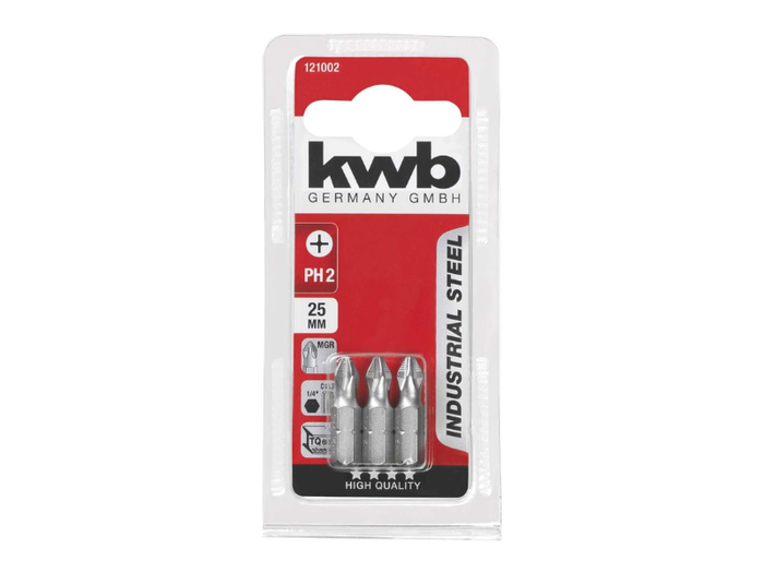 Inserto a croce PH 2 acciaio KWB confezione da 3 pezzi 25mm
