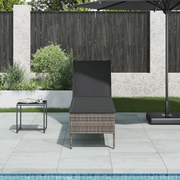 vidaXL Lettino Prendisole con Cuscino Grigio 55x200x44cm in Polyrattan