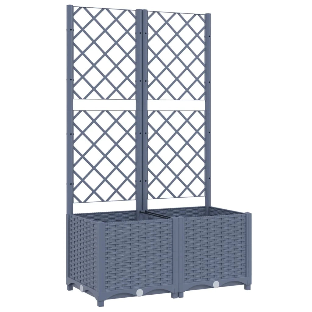 Fioriera rialzata per piante fiori terrazza giardino con traliccio 80 x 40 x 136 cm PP grigio 02_0038306