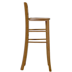 Sgabello alto da bar in legno noce chiaro h 80 cm con seduta in massello