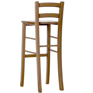Sgabello alto da bar in legno noce chiaro h 80 cm con seduta in massello