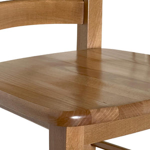 Sgabello alto da bar in legno noce chiaro h 80 cm con seduta in massello