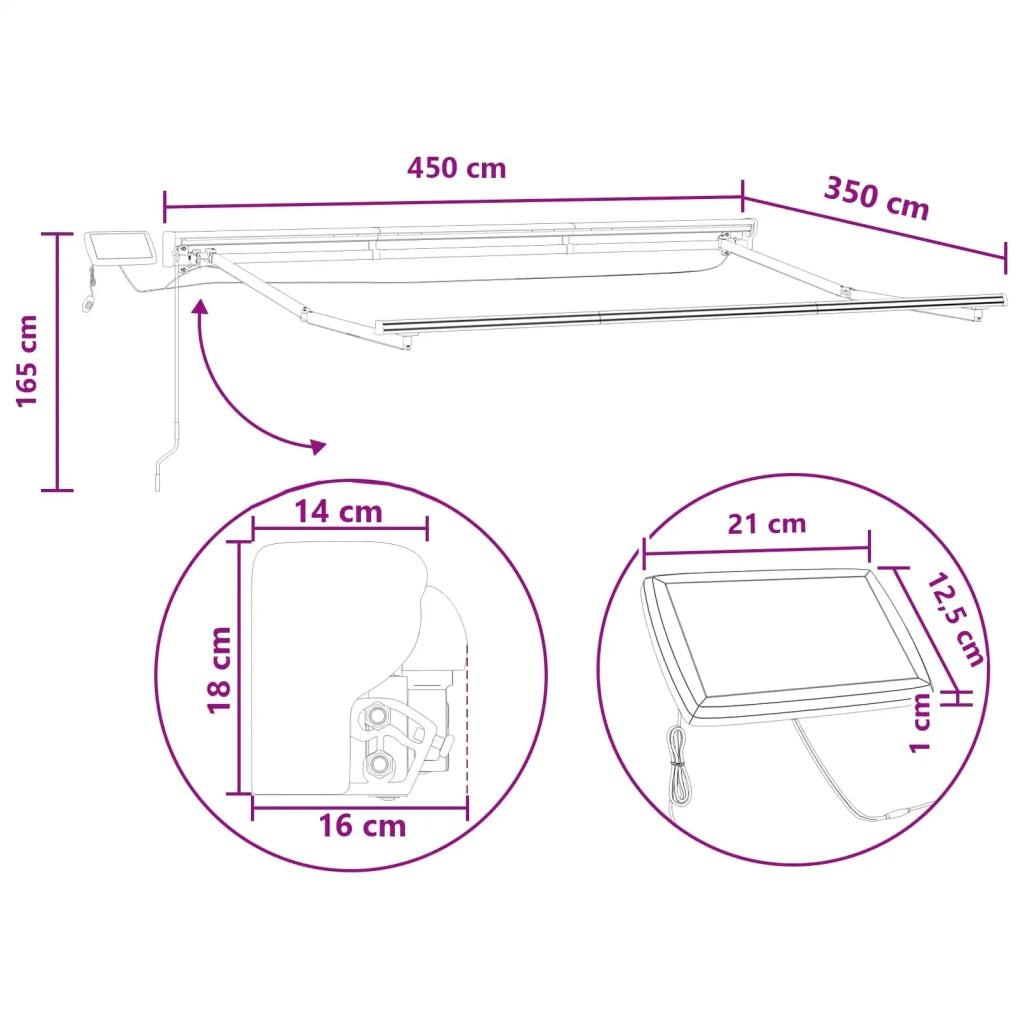 Cornice per Tenda Manuale con LED 4,5 × 3,5 m 3426300