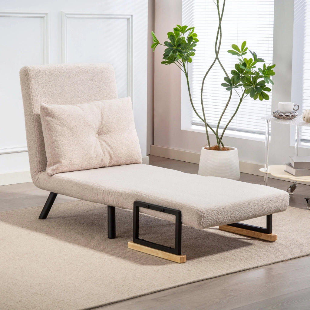 Divano Letto Singolo Pieghevole ¨C Zephmum ¨C Beige 63x73x81 cm con Cuscino