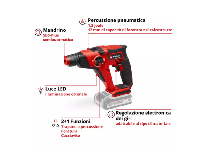 Tassellatore a batteria Einhell TE-HD 18/12 Li-Solo SDS Plus PXC 1.3 J