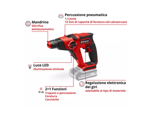 Tassellatore a batteria Einhell TE-HD 18/12 Li-Solo SDS Plus PXC 1.3 J