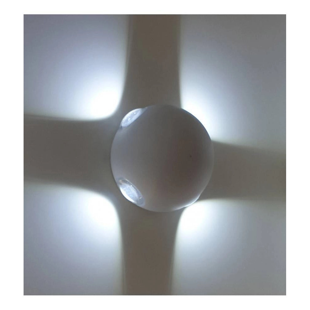 Trade Shop - Applique Muro A Sfera 4 Fasci Di Luce Esterno Bianco Luce 3000k 6000k 4000k Es58 -