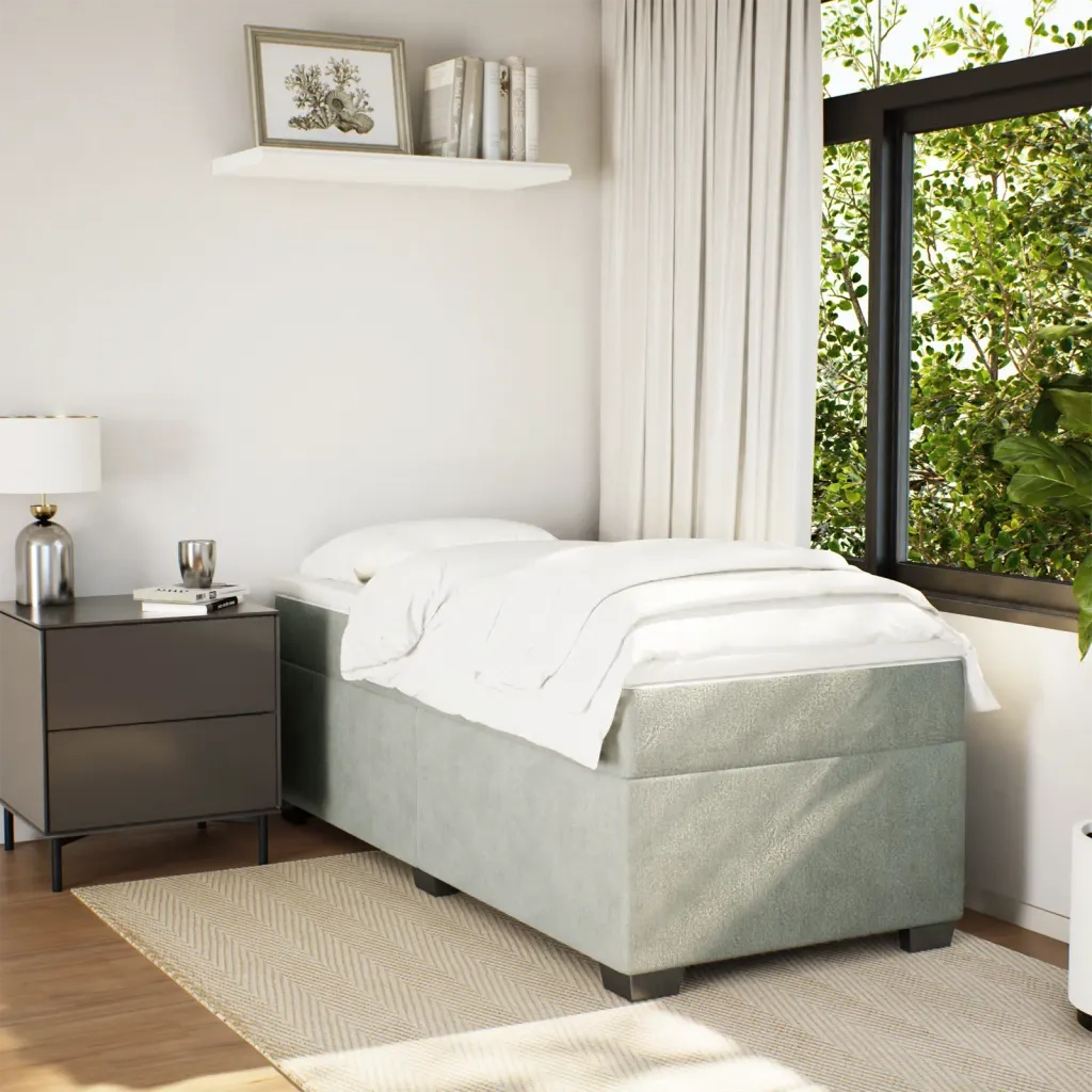 Giroletto a Molle con Materasso-Struttura Letto Grigio Chiaro 80x200 cm Velluto 189408
