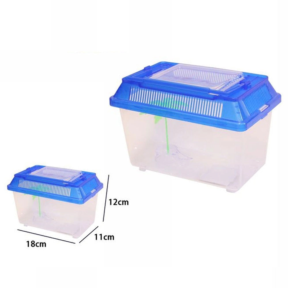Trade Shop - Acquario Vaschetta Pesci Tartarughe Coperchio Maniglia Presa Aria 18x11x12 Cm -