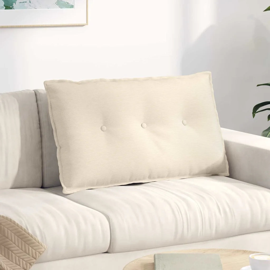 Cuscino per Schiena | Cuscino dorsale Crema 80 x 50 cm Tessuto in Cords