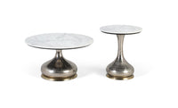 Set di due tavolini con piano circolare in marmo
