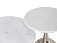 Set di due tavolini con piano circolare in marmo