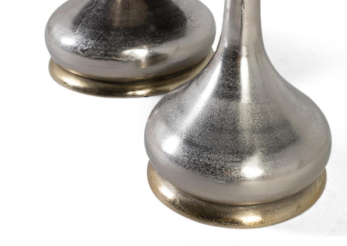 Set di due tavolini con piano circolare in marmo