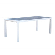 TAVOLO CARSON IN ALLUMINIO BIANCO TOP CERAMICA BI EFFETTO LEGNO 195X90X74CM OKX