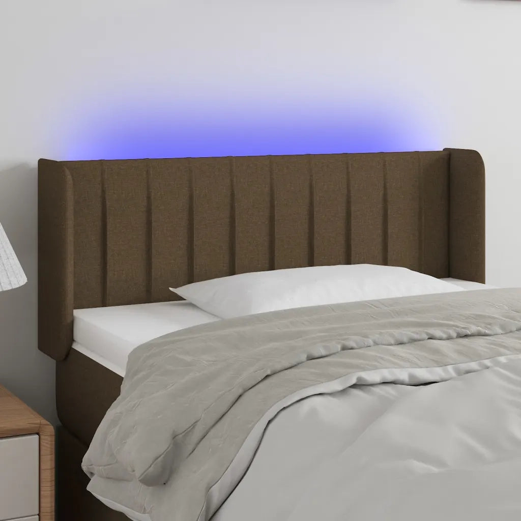 Testiera a LED-Testata con LED Marrone Scuro 93x16x78/88 cm in Tessuto 223646