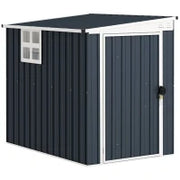 Casetta da Giardino in Acciaio 1.2x1.9 m con Porta Bloccabile e Prese d'Aria, Grigio Scuro
