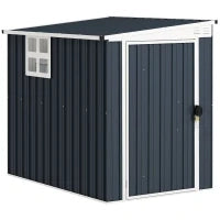 Casetta da Giardino in Acciaio 1.2x1.9 m con Porta Bloccabile e Prese d'Aria, Grigio Scuro