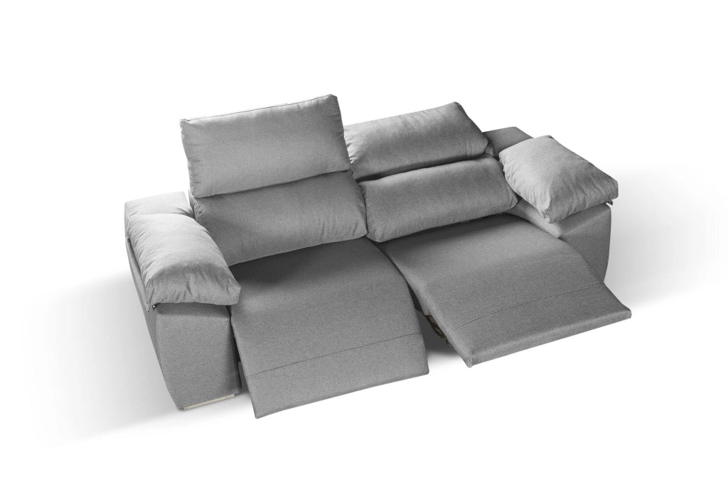 Divano fisso Astrice, SofÃ  in tessuto imbottito a 2 posti, Divano motorizzato, Multiposizione e reclinabile, 160x100h100 cm, Grigio