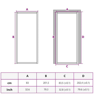 Porta Interni Sottile Nera 83x201,5cm Vetro Temperato Alluminio 155119