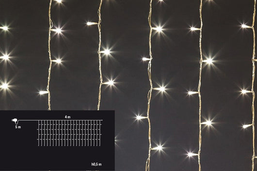 Tenda Luminosa Natalizia Luci Led Natale Prolungabile Flash Esterno 4x0.5 mt Temperatura di colore: Luce Calda - Flash, Numero Led: 160