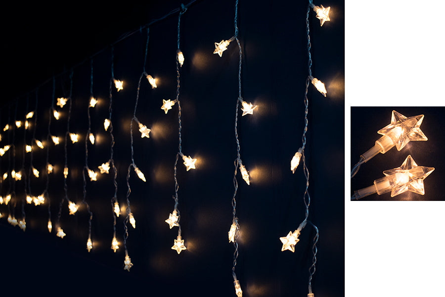 Tenda Luminosa Natalizia Luci Led Natale Stella Calda Bianca Esterno 3x0.8 mt Temperatura di colore: Luce Calda