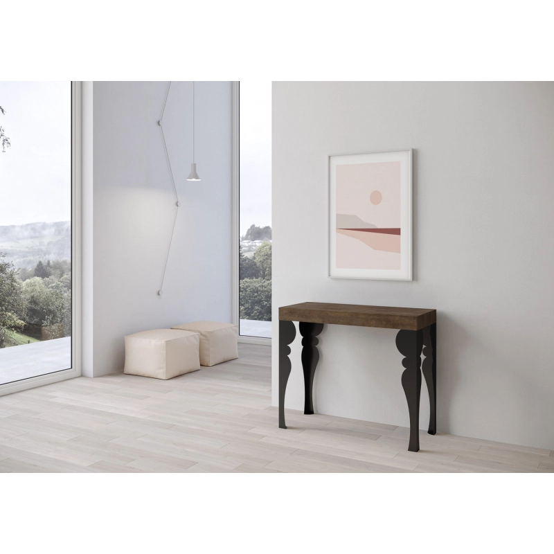 Consolle allungabile 90x40/196 cm Paxon Small telaio Antracite - Noce
