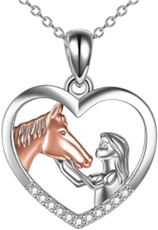 Collana per bambine e donne, perfetta per gli amanti dei cavalli e per idee di regalo, con elegante catena.