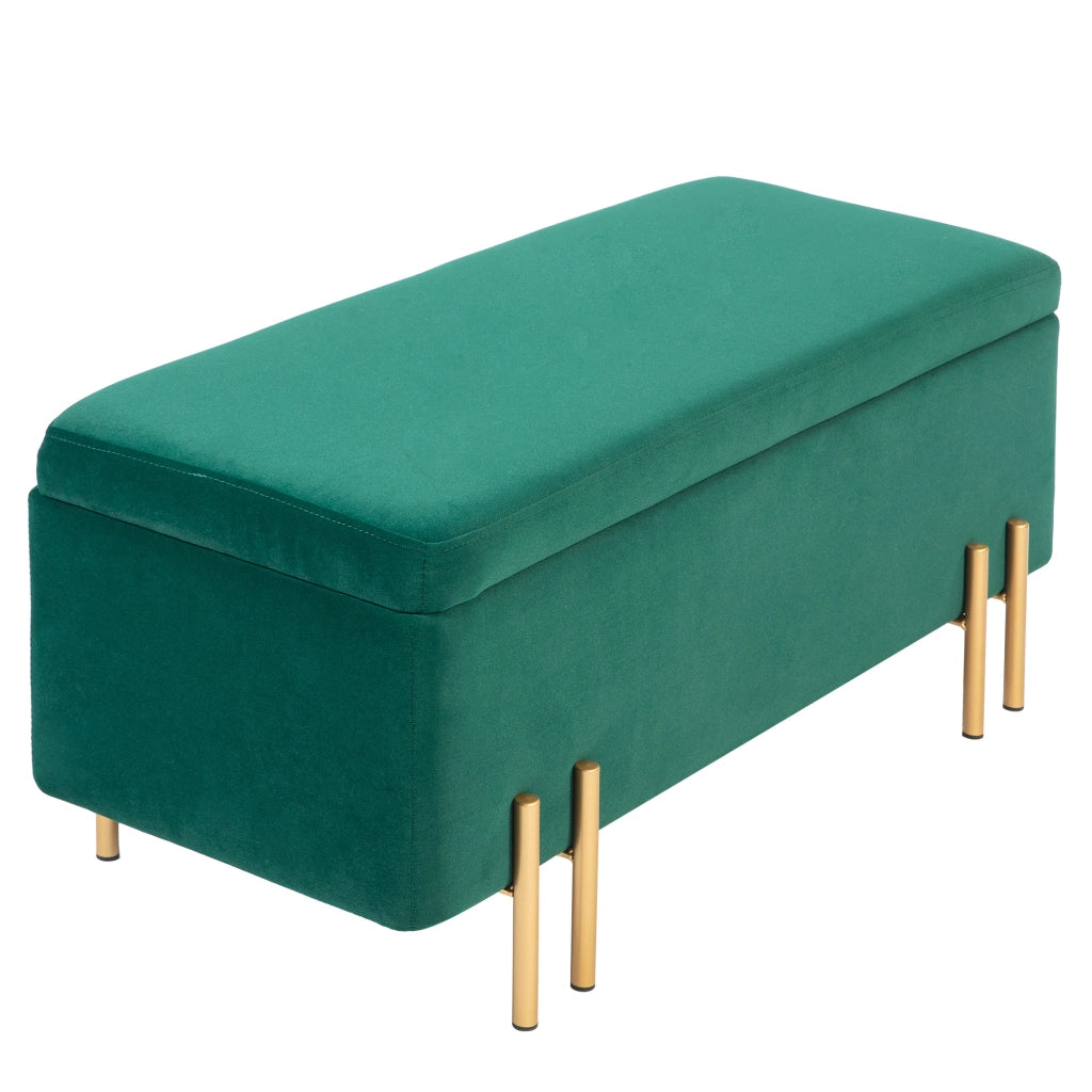 Divanetto imbottito con cassetti e gambe in metallo ¨C zephmum ¨C verde 100x40x42 cm