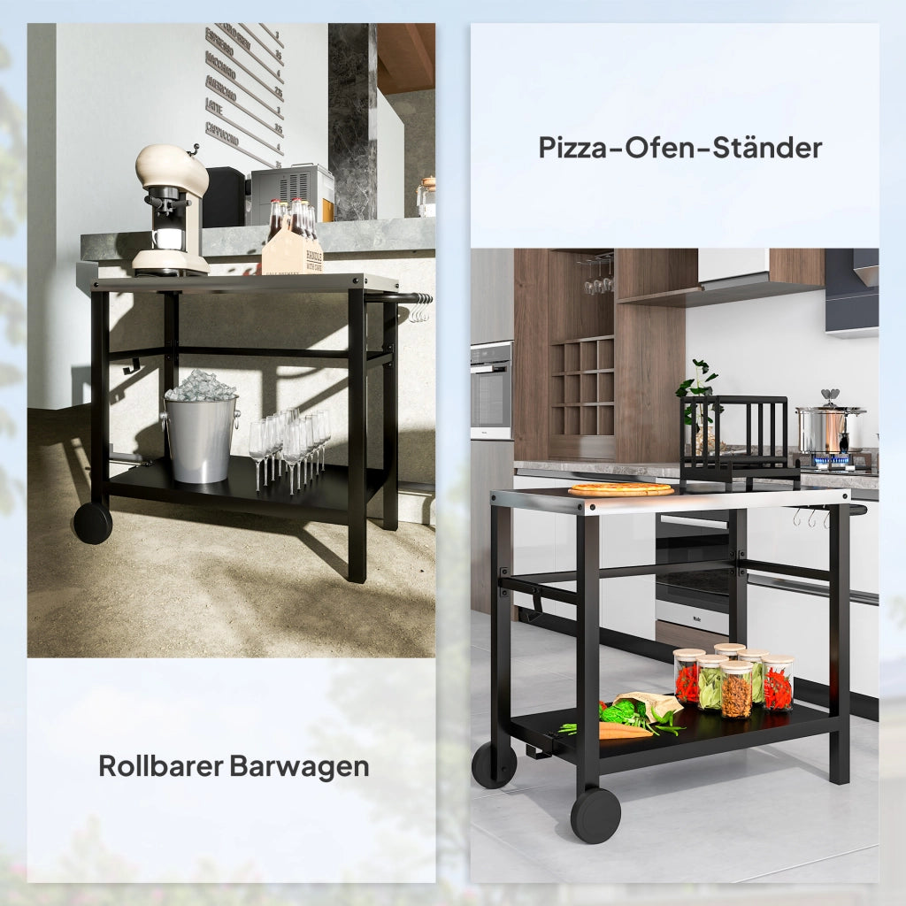Carrello da cucina 2 piani con ripiano lavoro ¨C zephmum ¨C 102x56x81 cm