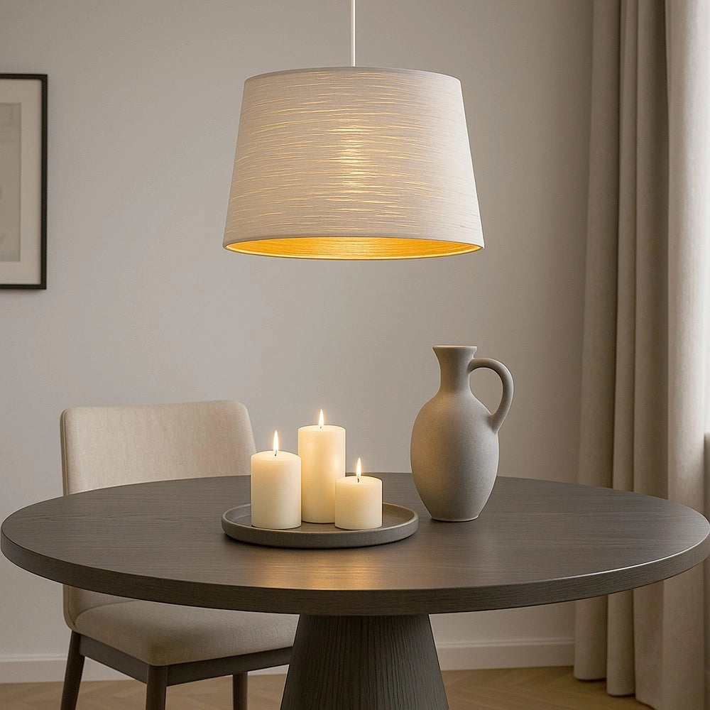 Trade Shop - Lampadario Minimal A Sospensione In Metallo Opaco Con Interno Ramato Attacco E27 Ip20 A73 - Bianco
