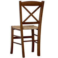 Sedia in legno venezia croce noce scuro con seduta in paglia