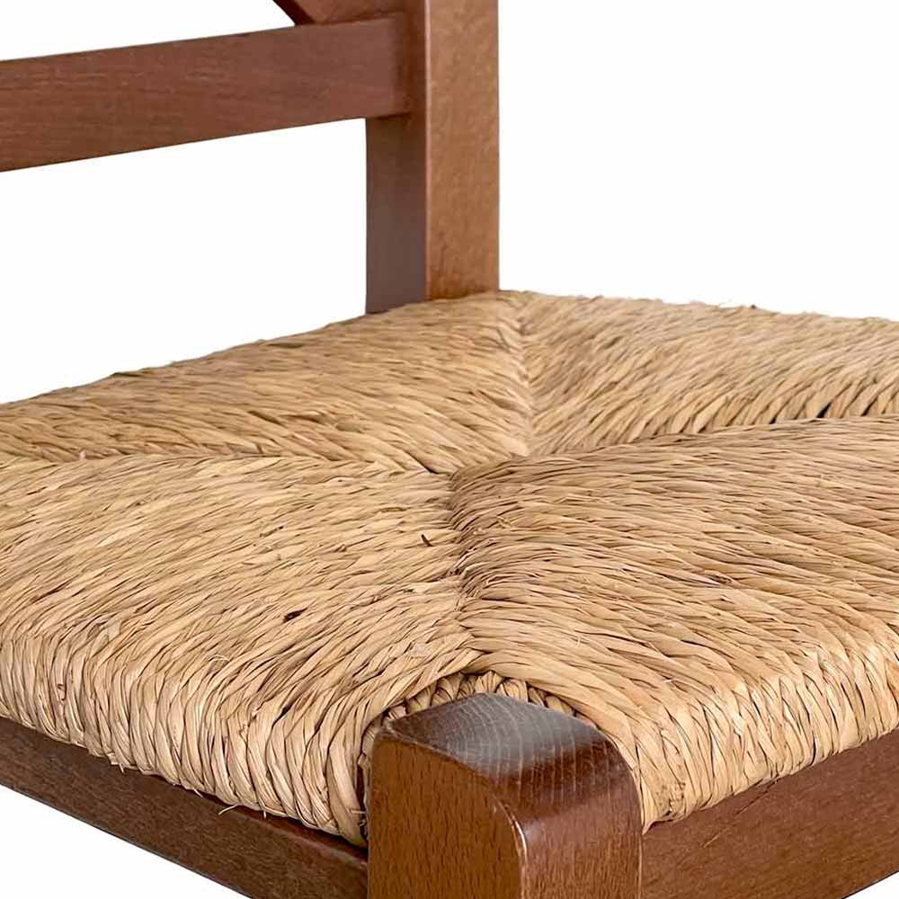Sedia in legno venezia croce noce scuro con seduta in paglia