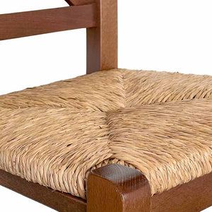 Sedia in legno venezia croce noce scuro con seduta in paglia