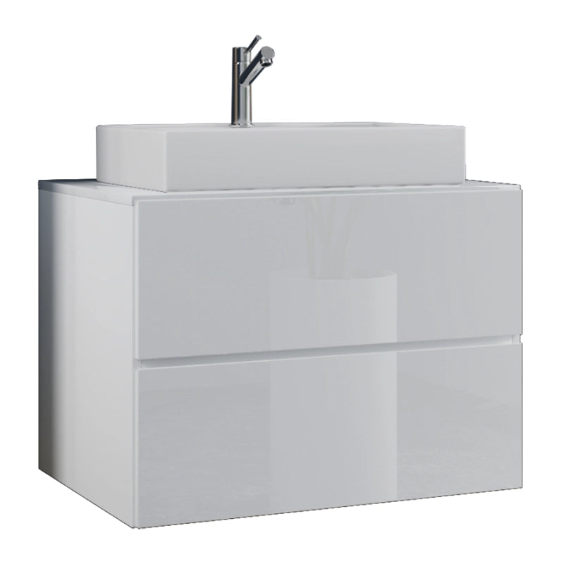 Luce di Ezooza Set Bagno 2 Pezzi Mobile Extra Large con 2 cassetti e Lavabo sospesi, Bianco , lavabo Bianco