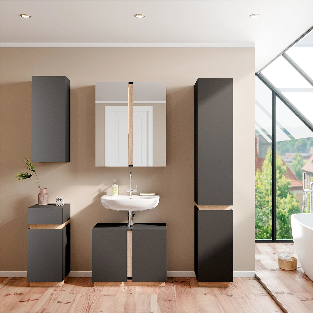 Vicco Mobile bagno Antracite 33 x 84 cm con 2 ripiani